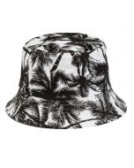 Hawaiian Print Bucket Hat With Black Palm Trees