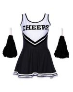 Black And White Cheerleader Dress With Pompoms