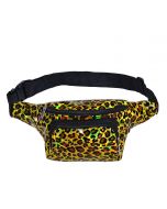 Holographic Leopard Print Bumbag In Gold