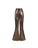 Holographic Leopard Print Flares