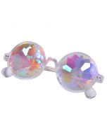 Round kaleidoscope prism glasses with clear frame