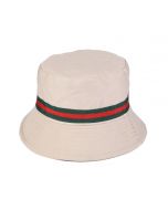 Wholesale Bucket Hat Red and Green Stripe Beige Sun Hat