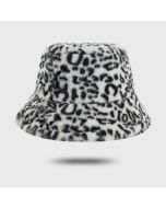 Wholesale fluffy bucket hat snow leopard hat