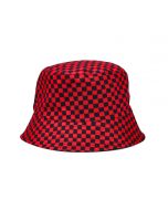 Wholesale checkered bucket hat in black and red.  Wholesale festival bucket hat, ska hat, festival hat or sun hat.  These foldable wholesale bucket hats make a great addition to any festival outfit.
