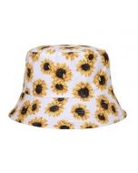 Wholesale White Sunflower Print Bucket Hat