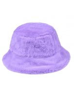 Wholesale bucket hat in plush fluffy lilac fabric