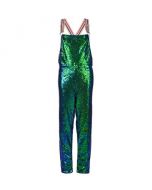 Long Green Sequin Dungarees