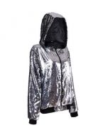 Silver Sequin Hooded Jacket