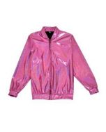 Pink Holographic Bomber Jacket