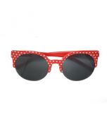Red half frame polka dot sunglasses