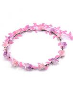 Flower garland pink and lilac w pink leaves
