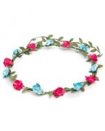 Flower garland fuschia and turquoise