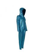 Turquoise Scale Hooded Cat Suit
