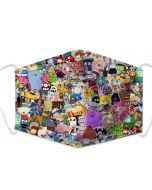 Wholesale washable 3 layer cotton face mask    This wholesale face mask has a fun, cartoon print design. These wholesale cotton face masks have sealed plush packaging.
