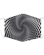 Black and White Spiral Print, 3 Layer, Adjustable Face Mask With Filters and Plush Packaging