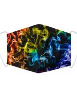 Multi Coloured Flame Print, 3 Layer, Adjustable Face Mask With Free Filters and Plush Packaging