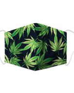 Washable 3 layer cotton face mask  These wholesale ganja leaf print 3 layer cotton face masks make great festival wear.  The wholesale cotton face masks come with free filters.