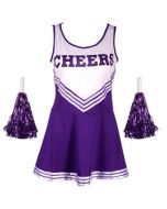 Purple Cheerleader Dress With Pompoms