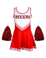 Red Cheerleader Dress With Pompoms