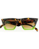 Wholesale sunglasses with chunky green and tortoiseshell frame.