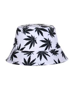 Wholesale Bucket Hats With Black Ganja Leaf Print