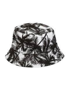 Bucket Hat For Kids With Black Palm Tree Design.