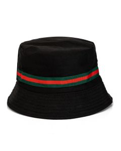 Bucket Hat With Red and Green Stripe