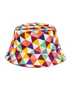 Multi Coloured Geometric Print Bucket Hat