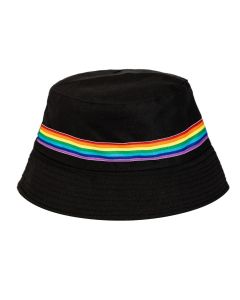 Black Bucket Hat With Rainbow Band