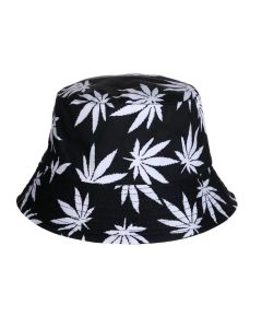 Wholesale Bucket Hat With White Ganja Leaf Print