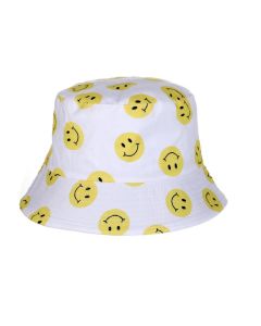 Wholesale Smiley Face White Bucket Hats