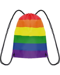 Wholesale rainbow striped gay pride draw string bag