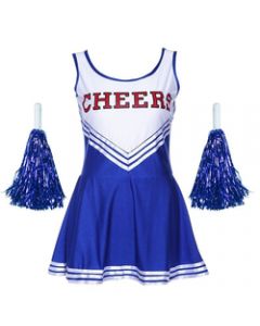Blue Cheerleader Dress With Pompoms