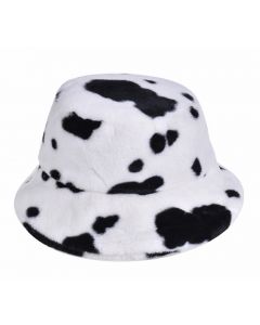 Wholesale Cow Print Fluffy Warm Bucket Hat