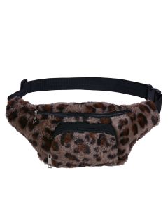 Fluffy Leopard Print Bum Bag