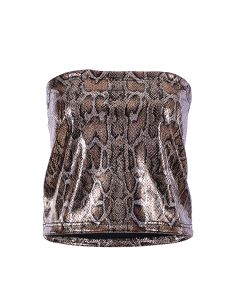 Holographic Snake Print Strapless Top
