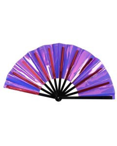 Wholesale Purple Holographic Huge Cracking Fan 33 x 66cm