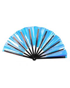 Huge Holographic Turquoise Cracking Fan 33 x 66cm