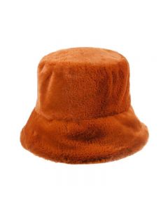 Fluffy Faux Fur Wholesale Bucket Hat Rust
