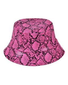 Neon Pink Snake Print Bucket Hat PU