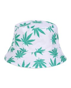 Wholesale white ganja print bucket hats