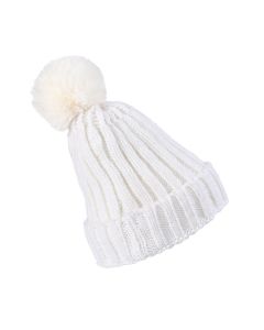 Wholesale cream bobble hat sherpa lined