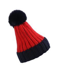 Wholesale red and blue bobble hats sherpa lined