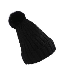 Wholesale black sherpa lined bobble hats