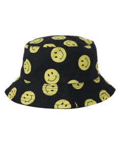 Wholesale bucket hats with smiley faces print.  These wholesale bucket hats or wholesale rave hats make great wholesale festival wear accessories and are fast selling
