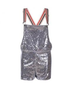 Short Silver Sequin Dungarees