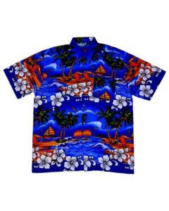 Hawaiian Shirt With Palm Tree Blue