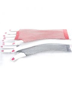 Long Mesh Gloves In Red, Black and White