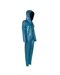 Turquoise Scale Hooded Cat Suit
