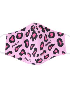 Pink Leopard Face Mask.  Wholesale 3 Layer Masks With 2 Free Filters, Adjustable Elastic and Plush Packaging.  M24